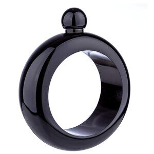 Black Bracelet Flask 3.5 oz with Funnel Brand New In Box NIB
